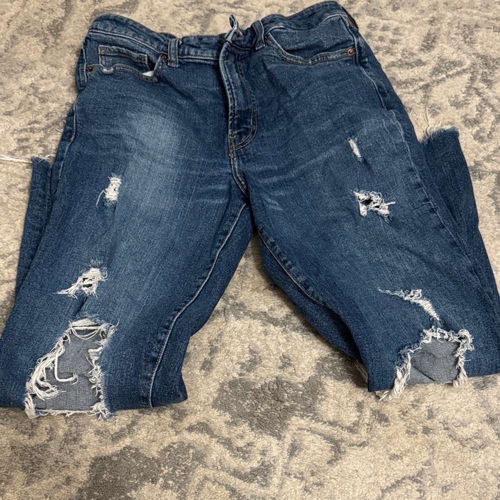 High Rise OG Straight Jeans- Distressed